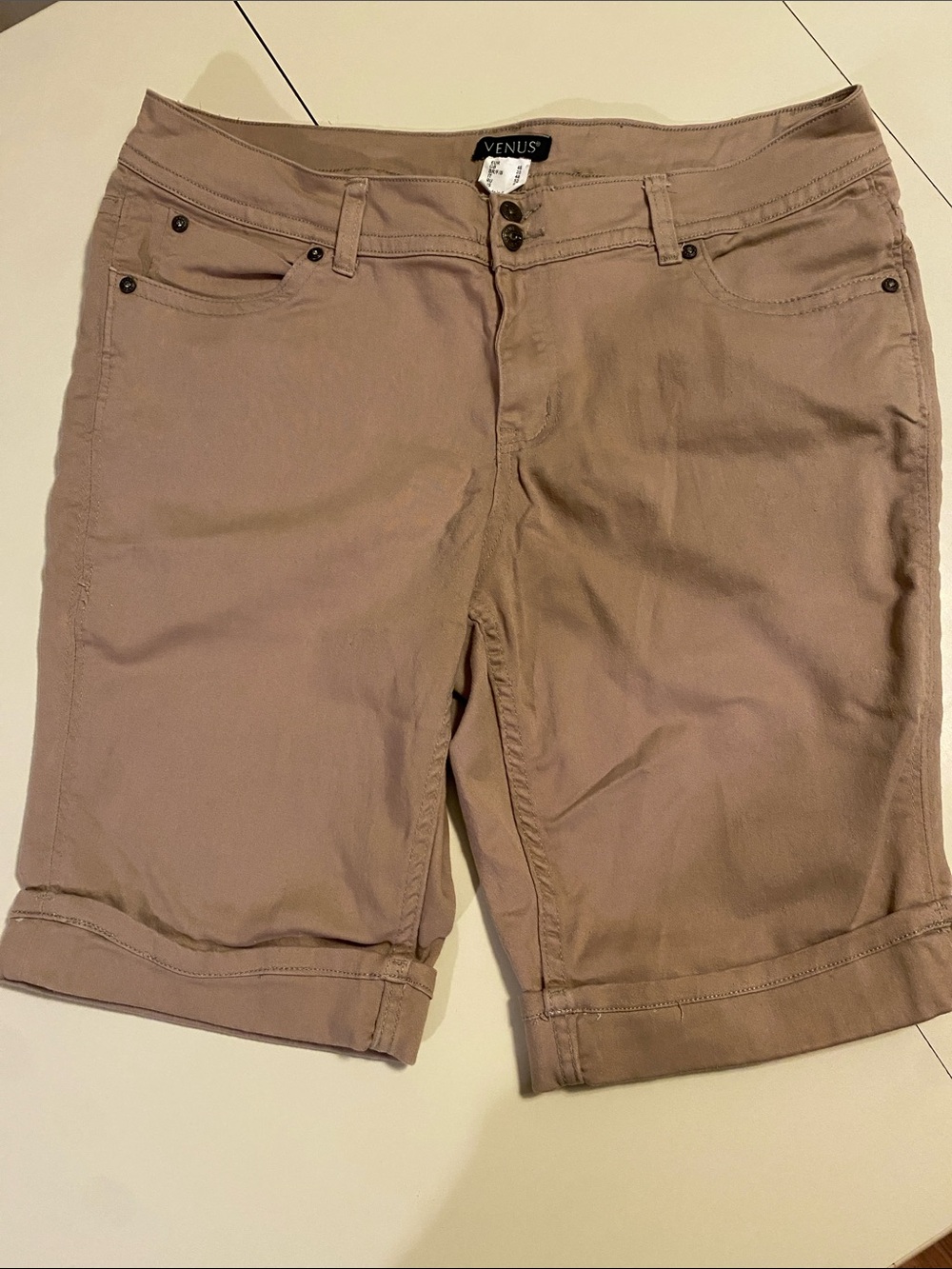VENUS Women's Bermuda Shorts in Taupe-14 Casual Fall Stretch Momshorts